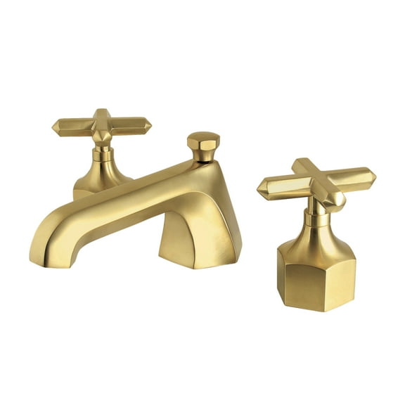 Kingston Brass KZ4467CHX  Widespread Bathroom Faucet with Brass Pop-Up, Brushed Brass