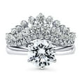 thumbnail image 2 of BERRICLE Sterling Silver Solitaire Wedding Engagement Rings 2 Carat Round Cut Cubic Zirconia CZ Wishbone Ring Set for Women, Rhodium Plated Size 5, 2 of 18