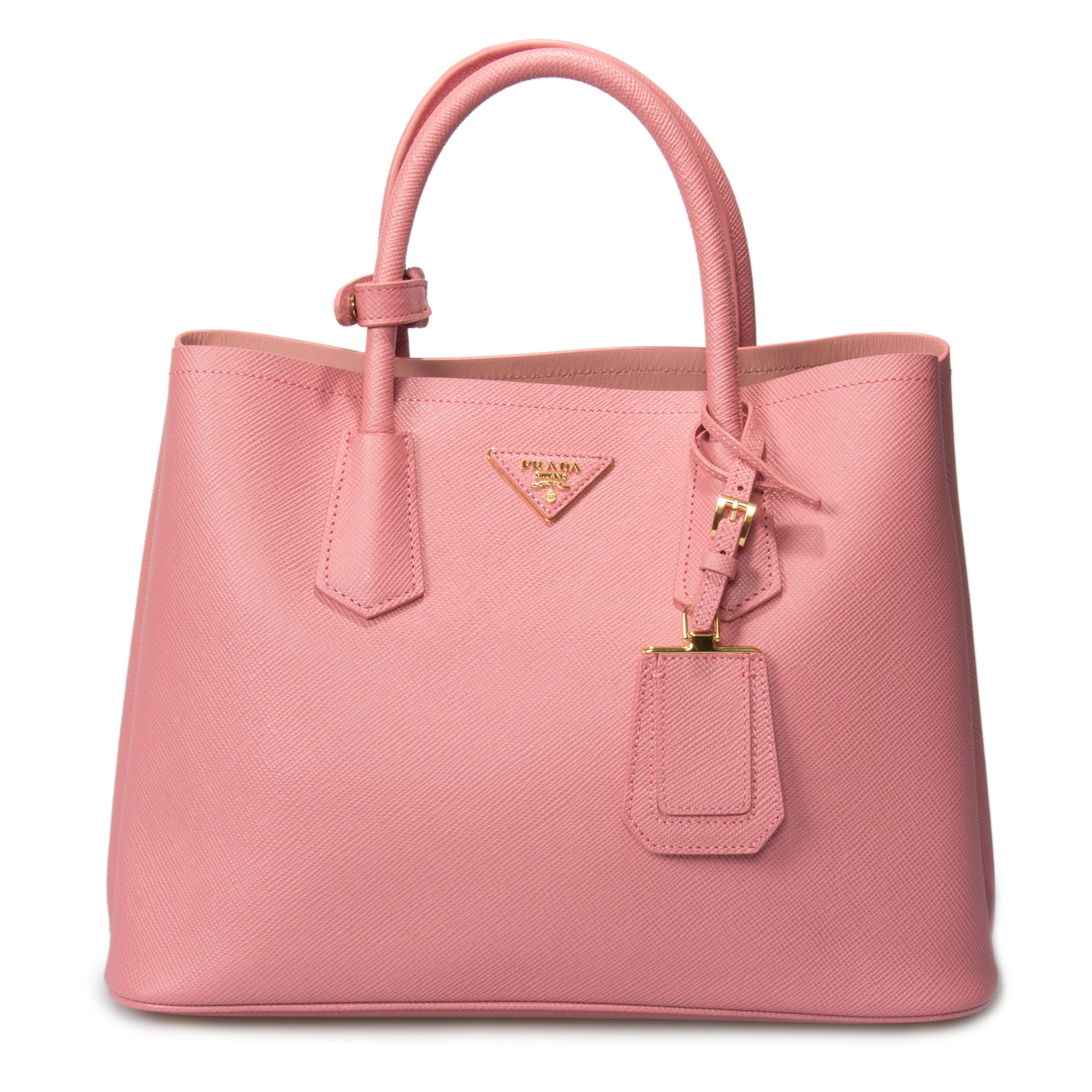 Prada Hot Pink Saffiano Lux Leather Mini Double Zip Tote Prada