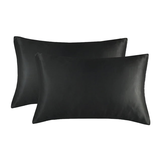 2 fundas de almohada de poliéster, ligeras, suaves y cómodas, para familiares y amigos, color negro