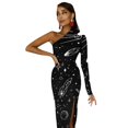 thumbnail image 5 of Robe Longue Vintage Nuit Étoilée Dames Imprimé Espace Robe Maxi de Soirée Automne Sexy Robe Moulante Motif Fendu Vestidos, 5 of 5
