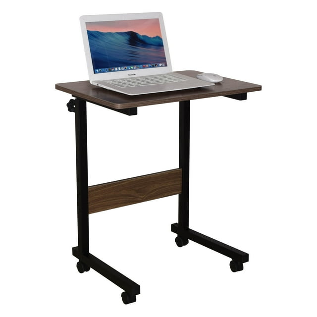 Bureau Debout Mobile Portable, Bureau pour Ordinateur Portable à Hauteur Réglable pour Chevet, Canapé, Poste de Travail Roulant avec Roulettes Verrouillables