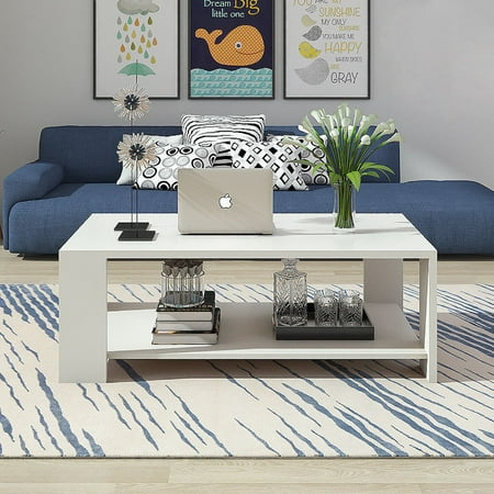 Zimtown Modern Rectangle Sofa Coffee Table End Living Room Zimtown Modern Rectangle Sofa Coffee Table End Living Room Furniture Shelf White