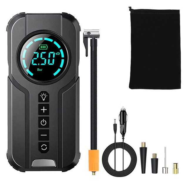 Bomba de aire para neumáticos de bicicleta y coche inflador de neumáticos eléctrico con pantalla LCD bomba de aire recargable