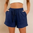 thumbnail image 2 of COMVALUE Women 2026 Shorts for Seniors Summer Casual Drawstring High Waisted Wide Leg Womens Gauze Short Shorts (Navy, XL), 2 of 7
