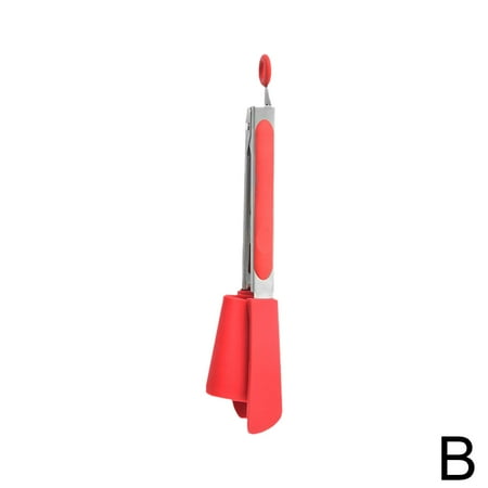 

2 in 1 Clever Spatula Tongs Shovel Non-Stick Silicone Food Tool Clips J6Y1