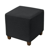 AUQ Square Jacquard Ottoman Stool Cover Elastic All-inclusive Footstool Slipcovers Dust Footrest Covers Furniture Protector Covers