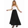 thumbnail image 6 of Women'S Flowy Maxi Skirt Summer Pleated High Waisted Casual Long Skirts with Pockets, 6 of 8