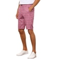 thumbnail image 5 of INSPIRE CHIC Men's Shorts Plaid Pattern Straight Fit Comfort Flat Front Checked Shorts 30 Pink, 5 of 6