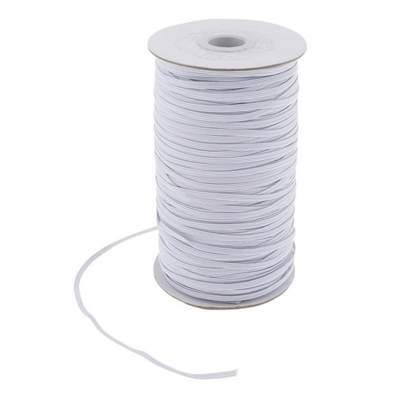 Abbracc 196Yd Strong Stretchy Flat Elastic Band Bungee Sewing 3mm for Dress DIY White