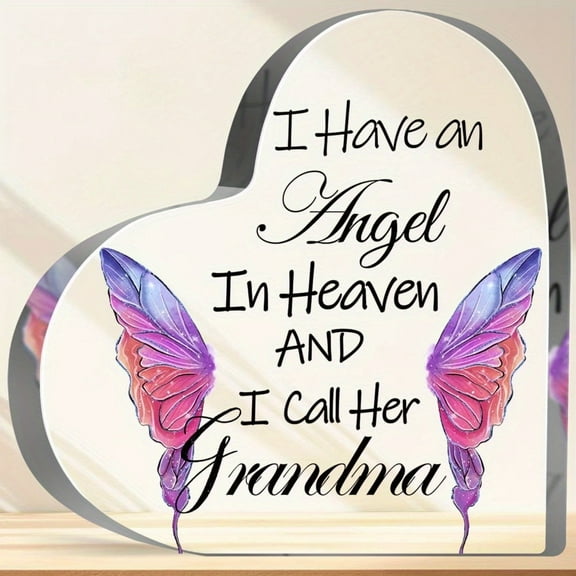 Heart-Shaped Acrylic Keepsake "I Have An Angel In Heaven" Memorial Gift Indoor & Outdoor Use Various Room Types Condolence Gift For Grandma'S Passing
