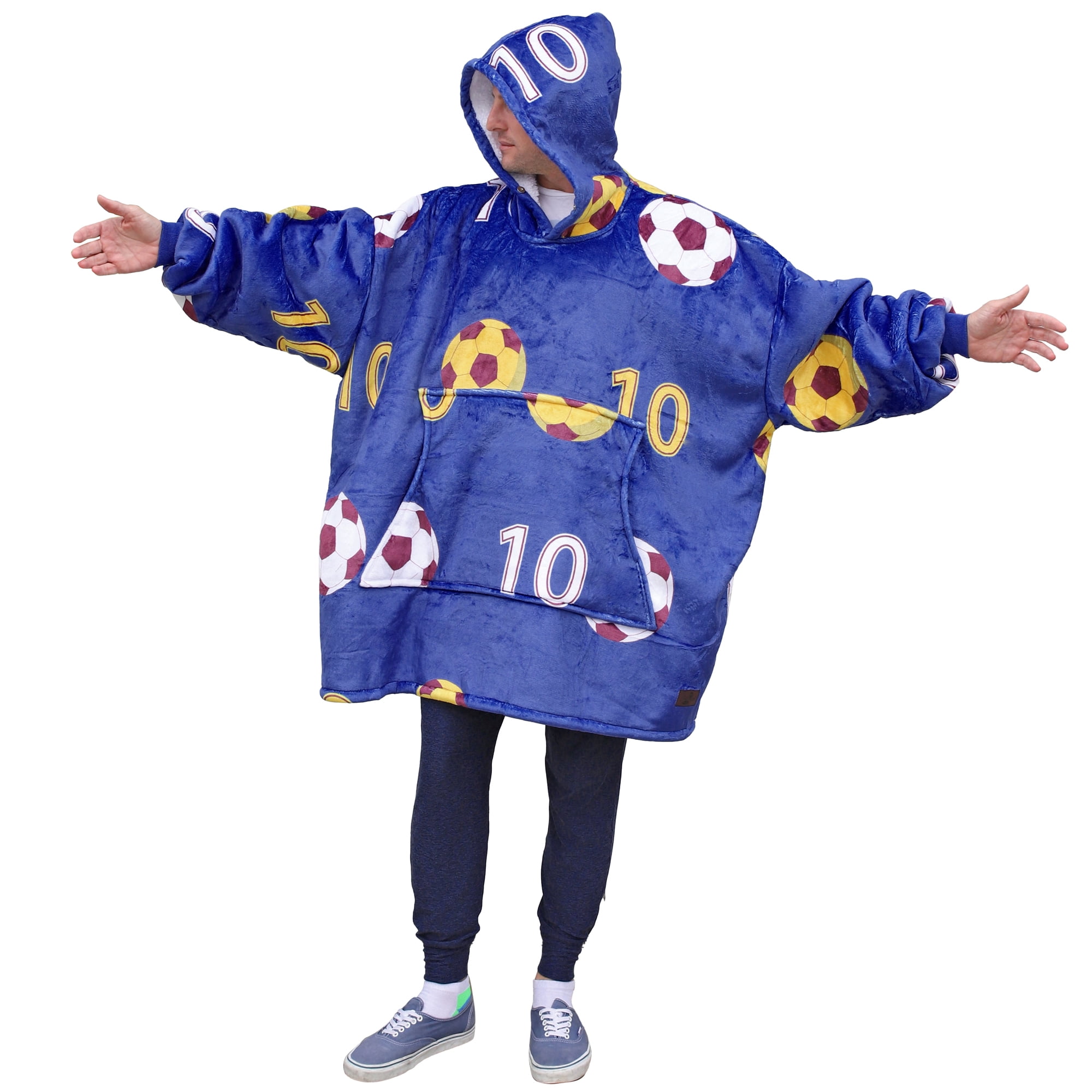 Catalonia Oversized Wearable Blanket Hoodie Sweatshirt, Comfortable Sherpa Lounging Pullover for Adults Men Women Teenagers Wife Girlfriend Gift