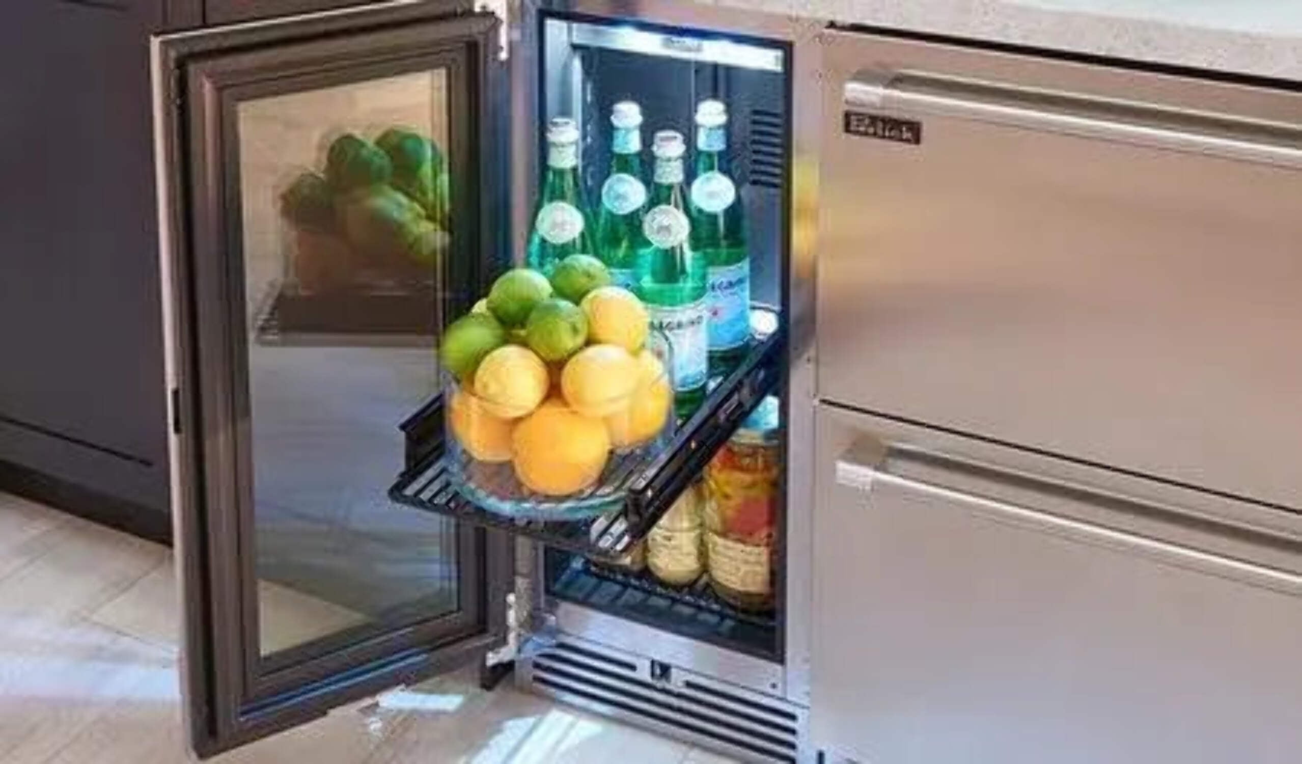 15" Built-in Undercounter Refrigerator, 2.8 cu. ft., Adjustable Shelves, RAPIDcool System, ENERGY STAR, Digital Control, Stainless Steel, Right Hinge