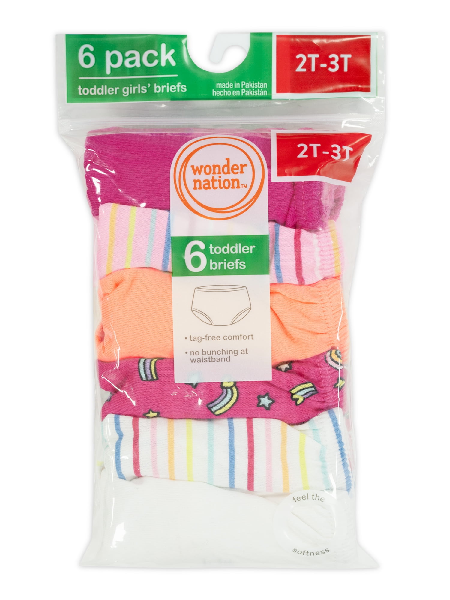 Wonder Nation Toddler Girls Underwear Briefs, 6-Pack, Sizes 2T-5T