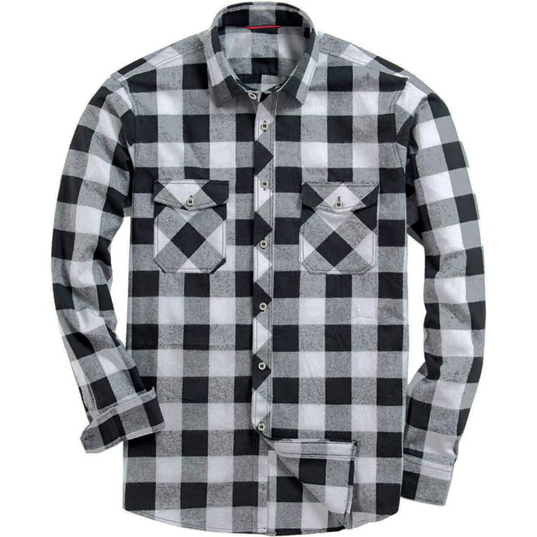 LANBAOSI Flannel Shirt for Men Long Sleeve Casual Button Down Work