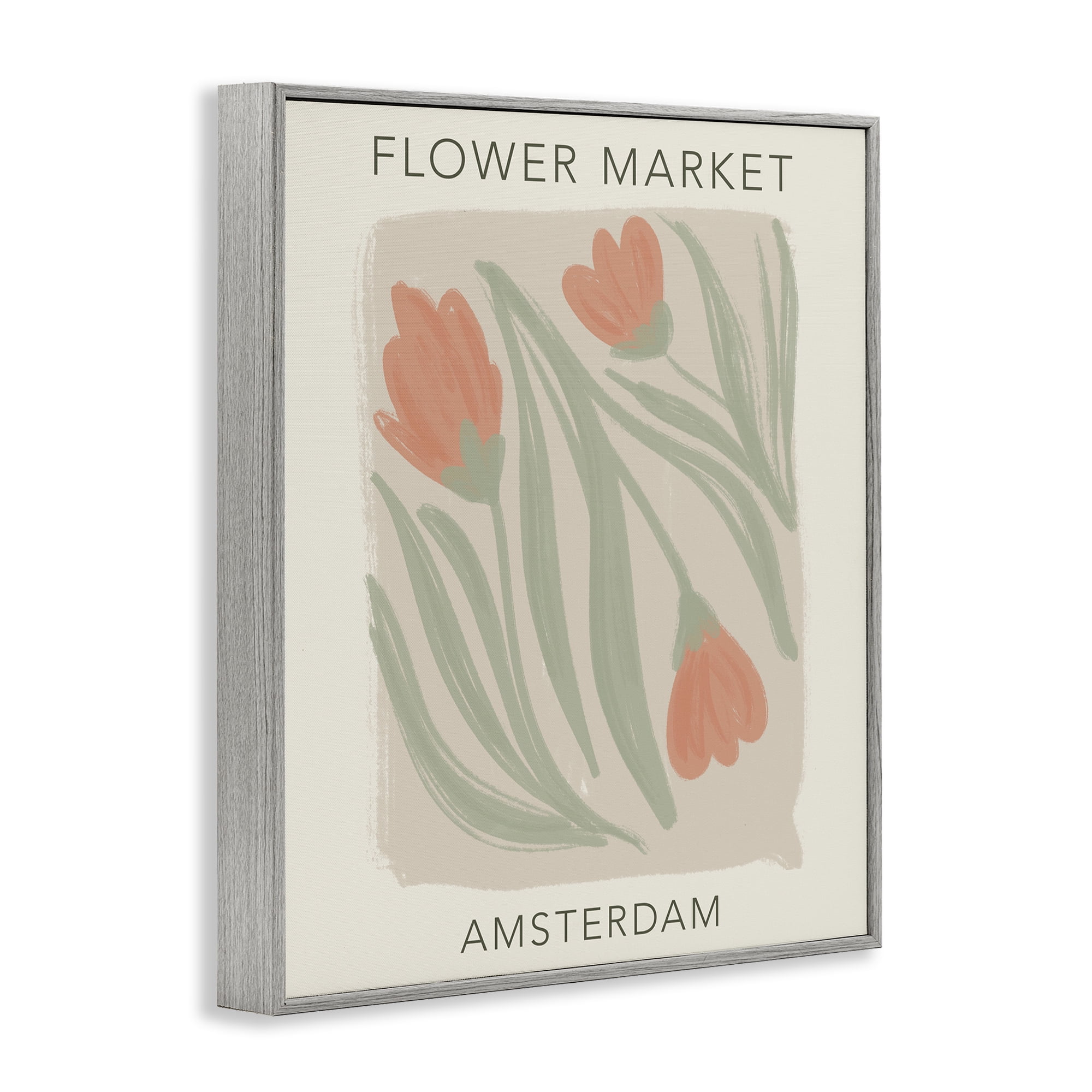Stupell Industries Soft Amsterdam Flower Market Gray Framed Giclee Art, design by Lucille Price