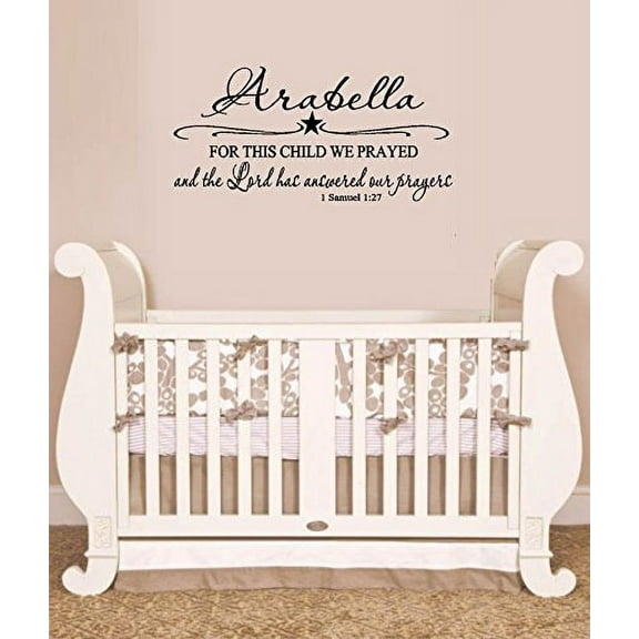 Decal ~ FOR THIS CHILD WE PRAYED #2: CUSTOM NAME ~ WALL DECAL, HOME DECOR: 13" X 27"