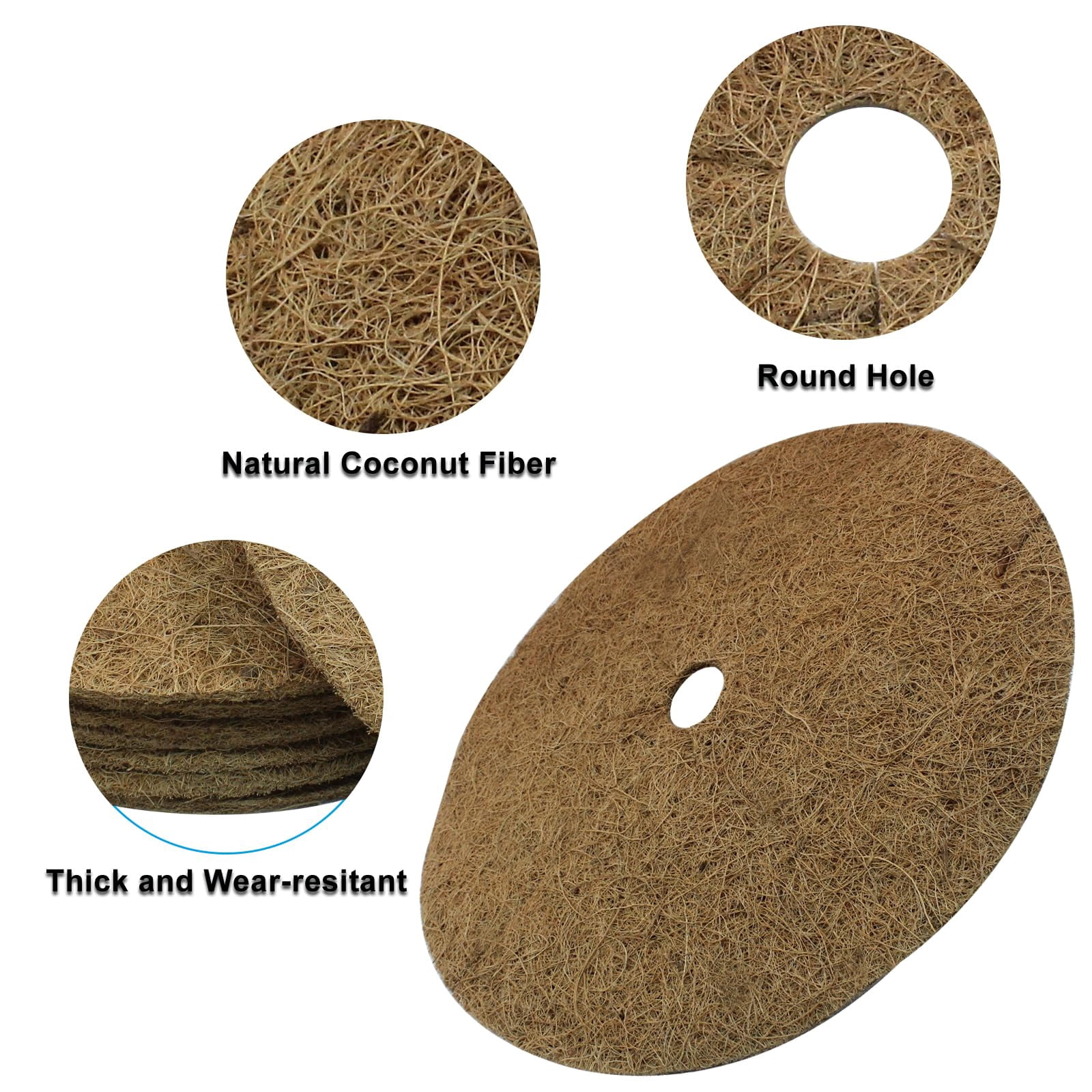 Moicstiy 4Pcs 14 Inch Coconut Fiber Mulch Ring Tree Plant Protector Mat, Coco Coir Tree Protection Ring Mats for Indoor, Outdoor