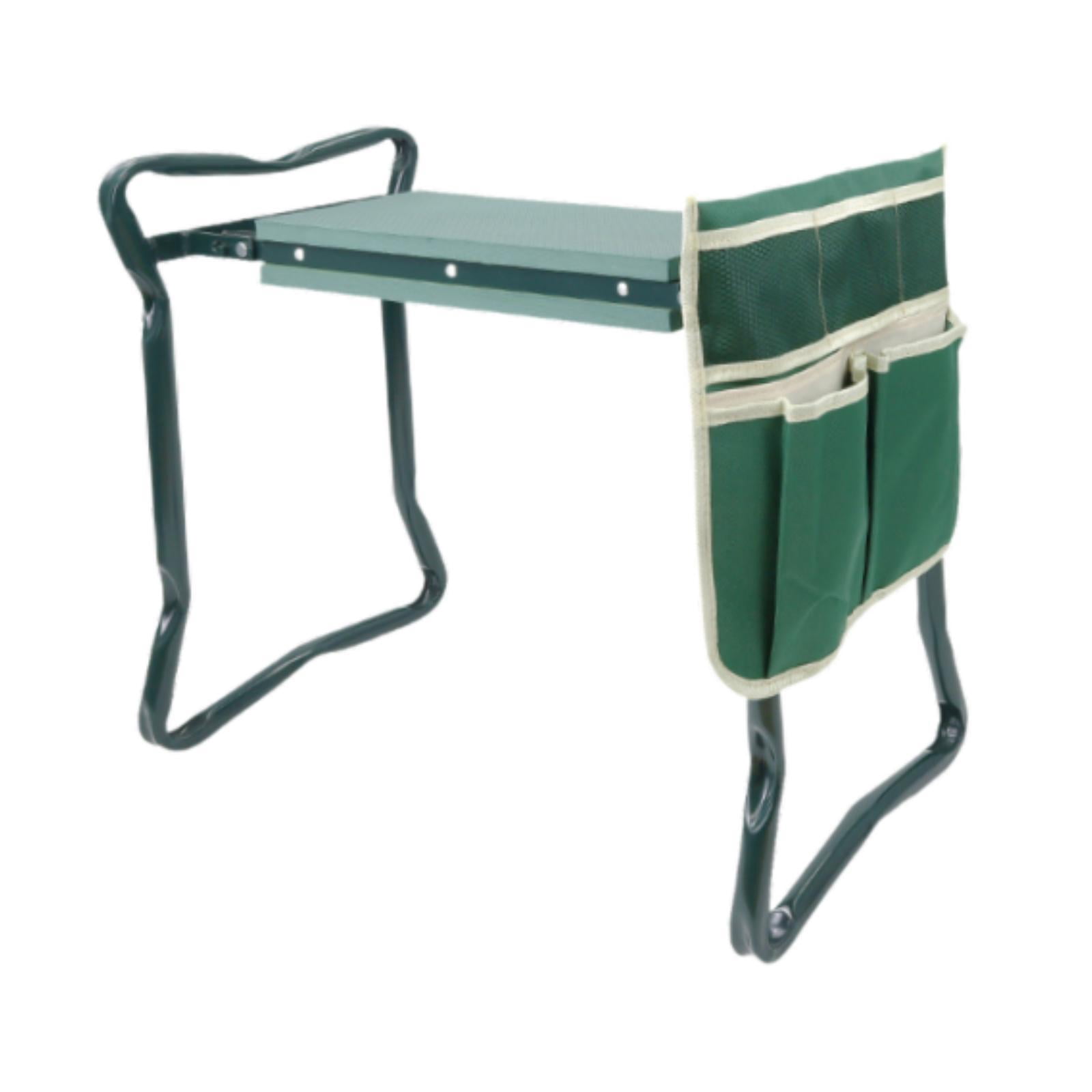 Foldable Garden Kneeler Seat with Soft EVA Foam Pad and Tool Pouch Sturdy Steel Bench for Gardening