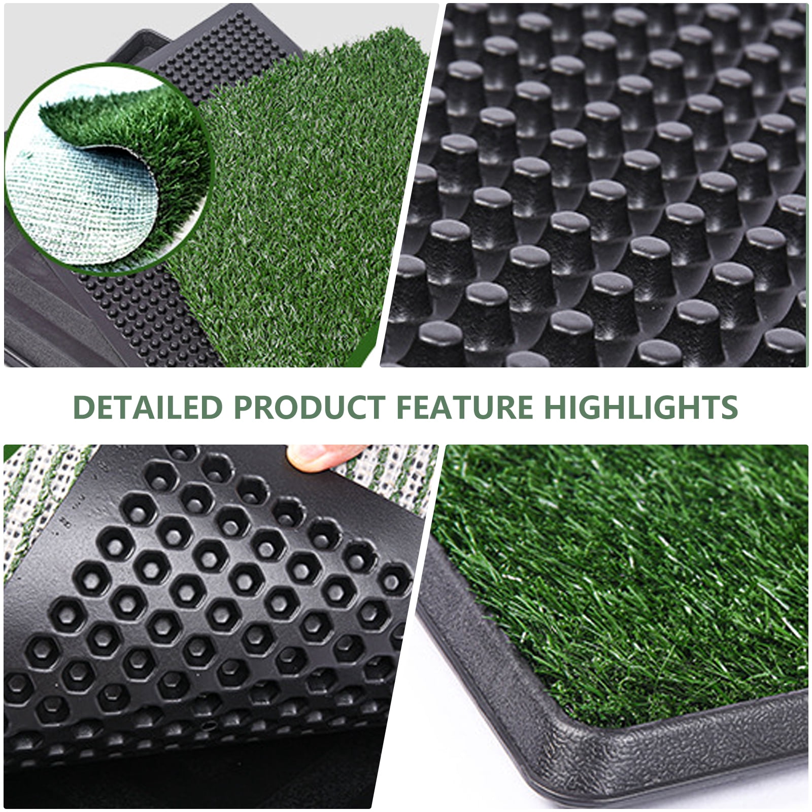 Dog Grass Pee Pad with Tray, 3-Layer Reusable & Washable Potty Training Pad, Artificial Turf for Indoor Outdoor Use, for Small & Medium Dogs (30 x 20 Inch)