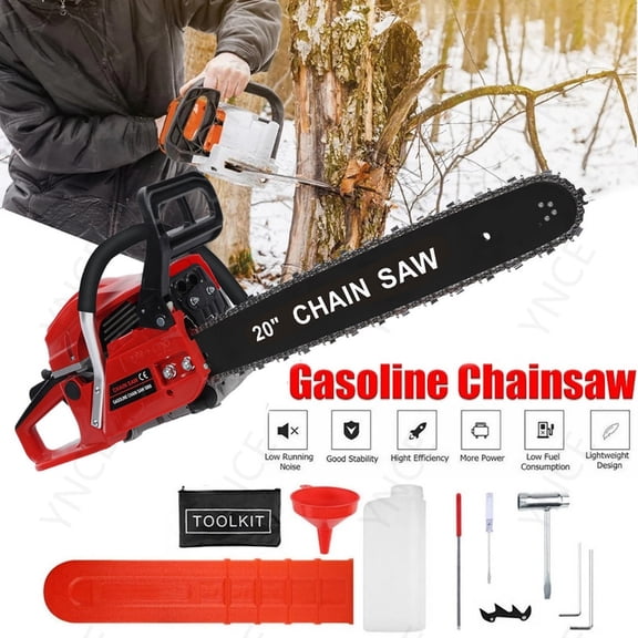 YNCE 58CC Gas Chainsaw 20 Inch Chain Saw with 2-Cycle Engine,Petrol Handheld Quick Start Technology Gas Powered Chainsaw For Forest, Garden and Farm Tree & Wood Cutting