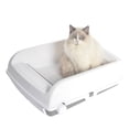 thumbnail image 1 of Arenero para gato extra grande caja de arena para gatos semi-automático areneros abiertos litter color blanco, 1 of 8