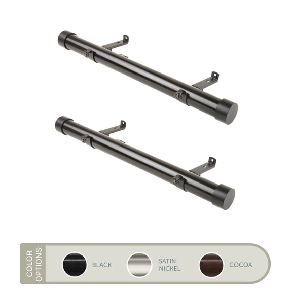 Basic 1.5 inch Side Curtain Rod 12-20 inch long (Set of 2) - Black