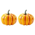 thumbnail image 4 of 4Pcs Artificial Yellow Pumpkins, 3.1 Inch Lifelike Faux Gradient Pumpkin Decor, Reusable Thanksgiving Autumn Harvest Table Mantel Centerpiece Ornaments, 4 of 5