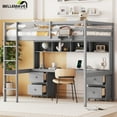 thumbnail image 4 of Bellemave Full Loft Bed with Desk, Bookcases and Drawers Wooden Loft Bed with Charging Station and Bedside shelf Full Bed Frame with Guardrails and Ladder for Dorms, Teens, Gray, 4 of 10