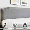 thumbnail image 6 of Litake Full Size Bed Frame, Velvet Upholstered Platform Bed Frame and Headboard with Rivet Decor, Strong Wood Slat Support, No Box Spring Needed, Easy Assembly - Grey, 6 of 6