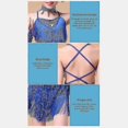 thumbnail image 3 of Trajes de baile para niñas, vestido de cha cha, falda de tango para niños, ropa de carnaval, ropa de baile, disfraces de salsa latina, vestido de baile con borlas, 130 rojo, 3 of 4
