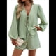 thumbnail image 2 of Conjunto de 2 Piezas para Mujer, Camiseta de Larga con Lazo Delantero, Pantalón Corto y Pijama Deportivo Informal. Verde S, 2 of 10