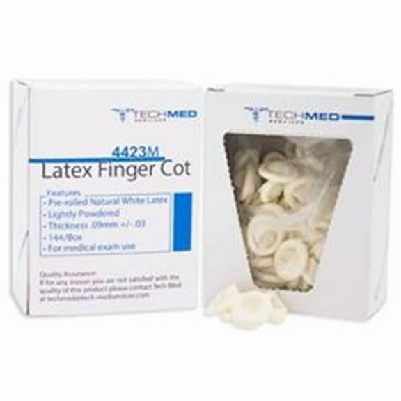 Tech Med Pre Rolled Latex Finger Cot, Medium