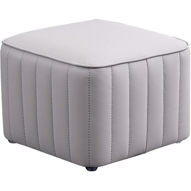 TPARIS Creative Decor Leather Footstool|Small Sofa Stool Square Ottomans with Anti-Slip Feets|Upholstered Footrest for Bedroom Living Room Entryway,Light Gray,Height 22cm(8.6in)