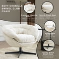 thumbnail image 3 of 33" Office Chair, Swivel Chair, Accent Chair With 360 Degree Swivel Chenille Fabric And Metal Base For Living Room Office And Reading Corner, Beige, 3 of 9