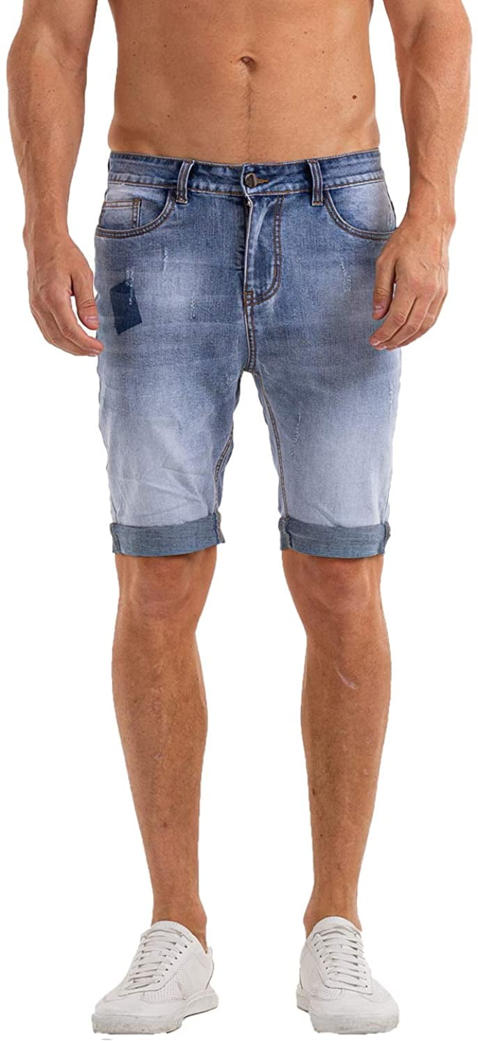 Temmen Perceptueel Additief Heyfanee Men's Denim Shorts Slim Ripped Denim Shorts Men's Stretch Casual -  Walmart.com