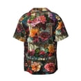 thumbnail image 4 of Goofa Stained Glass Floral Cake Printed Men's Casual Short-sleeved Shirt,Lightweight Breathable Button-down,Summer Casual men's top,Versatile Fashion shirt-XX-Large, 4 of 7