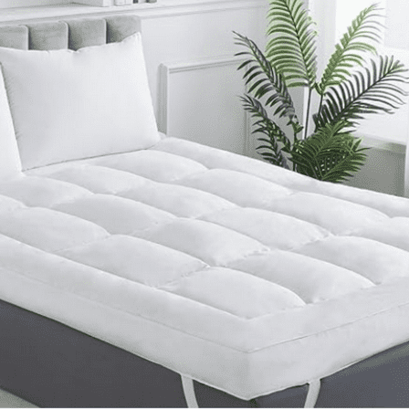 4 inch Memory Foam Mattress Topper Queen Size for Back Pain, Breathable Fluffy Shredded Memory Foam Filled Pillow Top, 4 Anchor Elastic Bands, 80x60x4 Inch