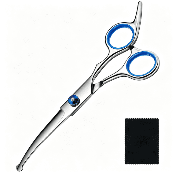 EXLEAF Dog Grooming Scissors Curved Shears Set Rounded Trimming Scissors for Professional Pet Dogs Cats Doodles Face Paws Matted Hair Removal at Home Use Supplies Station