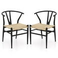 thumbnail image 1 of Costway Modern Dining Chair Set of 2 Weave Kitchen Armchairs with Y-Shaped Curved Backrest, 1 of 9