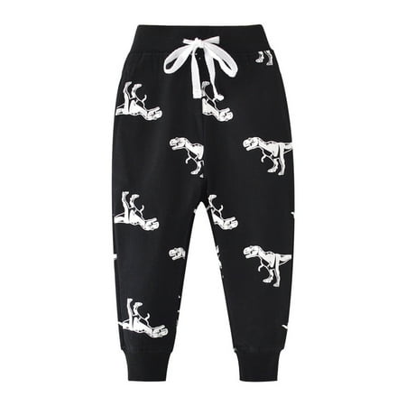 RUTAYY Boys Pants Sport Cartoon Prints Fashion Quick-Dry Active Gym Trousers Black 3-4 Years