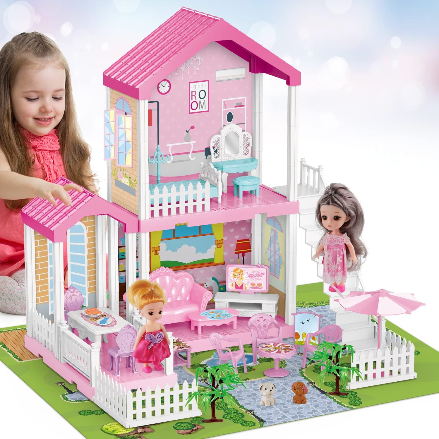 TOY Life Dollhouse Doll House 45 Year Old with Lights Toddler Girls Doll House 3 Year Old