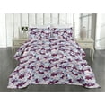 thumbnail image 2 of Ambesonne Romantic Blooms Quilted Coverlet 3 Pcs, Boho Autumn Flowers, King Size, Dark Magenta Pale Blue, 2 of 4