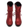 thumbnail image 4 of YDN Women Fashion Combat Boots Closed Round Toe Zippers Flats Lace Up Mid Calf Booties Working Outfit Party Shoes Size 15 Red, 4 of 4