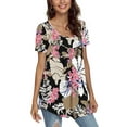 thumbnail image 2 of CATHY Women's 2022 Summer Short Sleeve Pleated Blouse Loose Flowy Tunic Top, 2 of 3