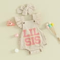 thumbnail image 2 of Bagilaanoe Newborn Baby Girl Summer Rompers Letters Embroidery Fly Sleeve Bodysuits + Hairband 3M 6M 12M 18M Infant One Piece Jumpsuit, 2 of 8