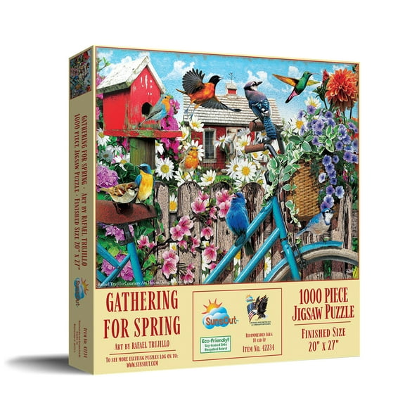 SUNSOUT INC - Gathering for Spring - 1000 pc Jigsaw Puzzle by Artist: Rafael Trujillo - Finished Size 20" x 27" - MPN# 42234