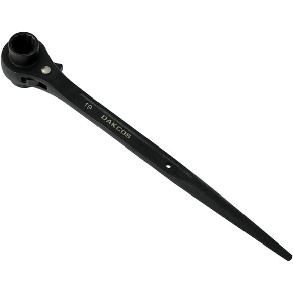 UTAH-19mm×22mm Ratchet Podger Spanner, 12 Point Double Ended Socket Scaffold Spud Wrench (Black)