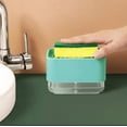 thumbnail image 3 of Kitchen Soap Dispenser + Sponge Holder 2-in-1, Update Design Dish Liquid Soap Pump Dispenser, Dishwashing Countertop Soap Dispenser with Sponge Holder Instant Refill, 3 of 7