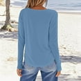 thumbnail image 4 of Womens Tops Casual Fall, Women's Fashion Fallow Solid Color Round Neck Long Sleeves T-Shirt Top, Women's Long Sleeve Shirts Plus Size, (Light Blue,M), 4 of 5